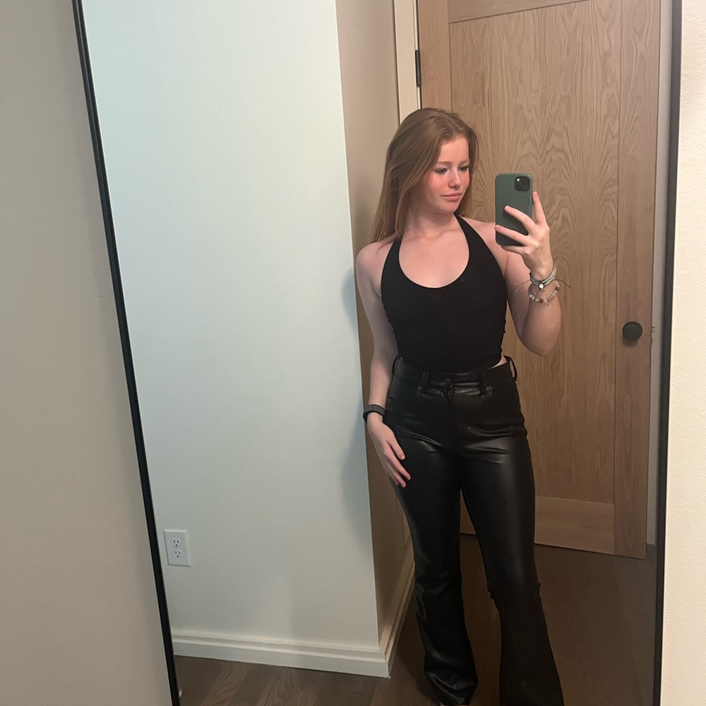 Black halter neck ribbed crop top